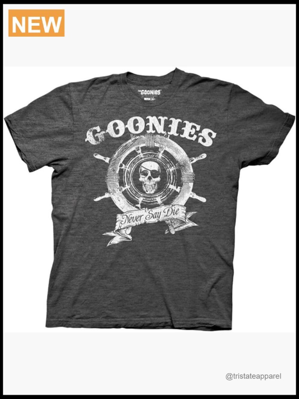 The Goonies T-Shirt Captain's Wheel Never Say Die Quote - Short Sleeve